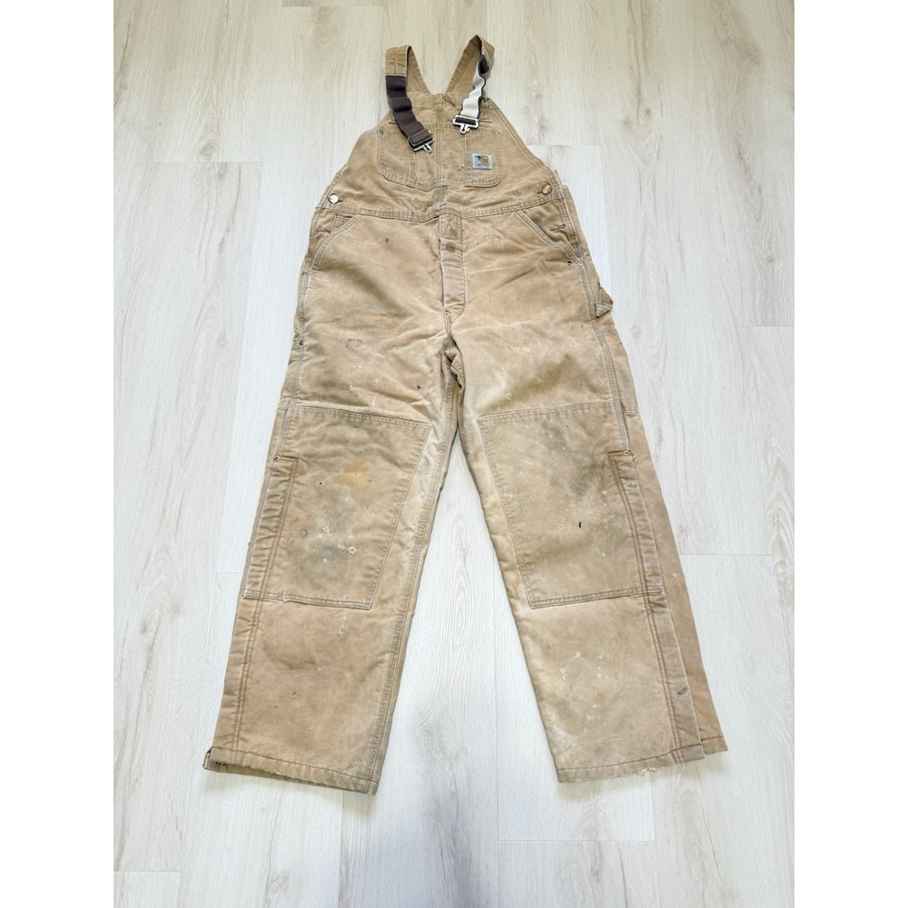 Carhartt Vintage Overalls R02 Brown Carpenter Painted Faded Men's Size 38/30